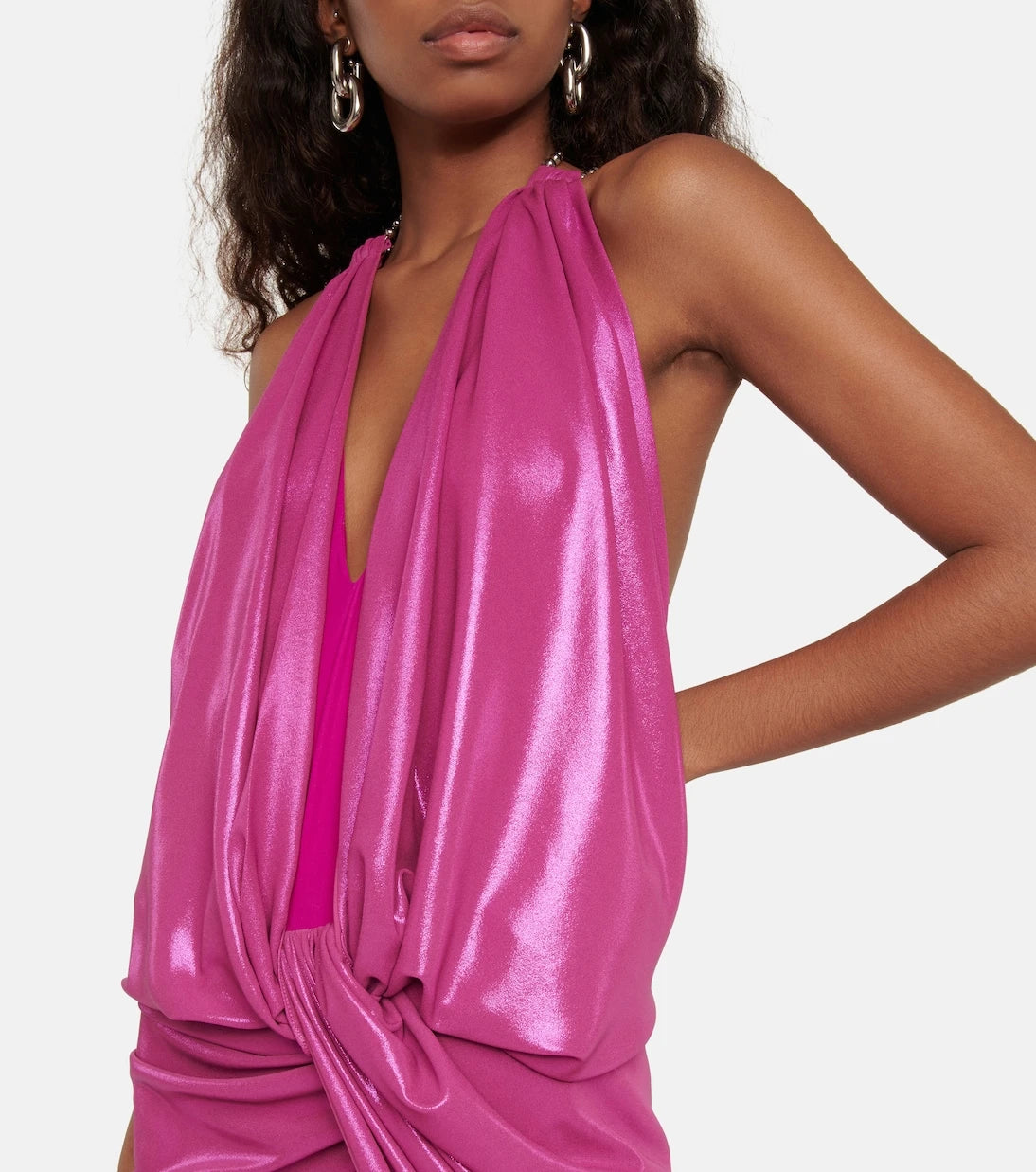 The Attico - Halterneck lamé maxi dress