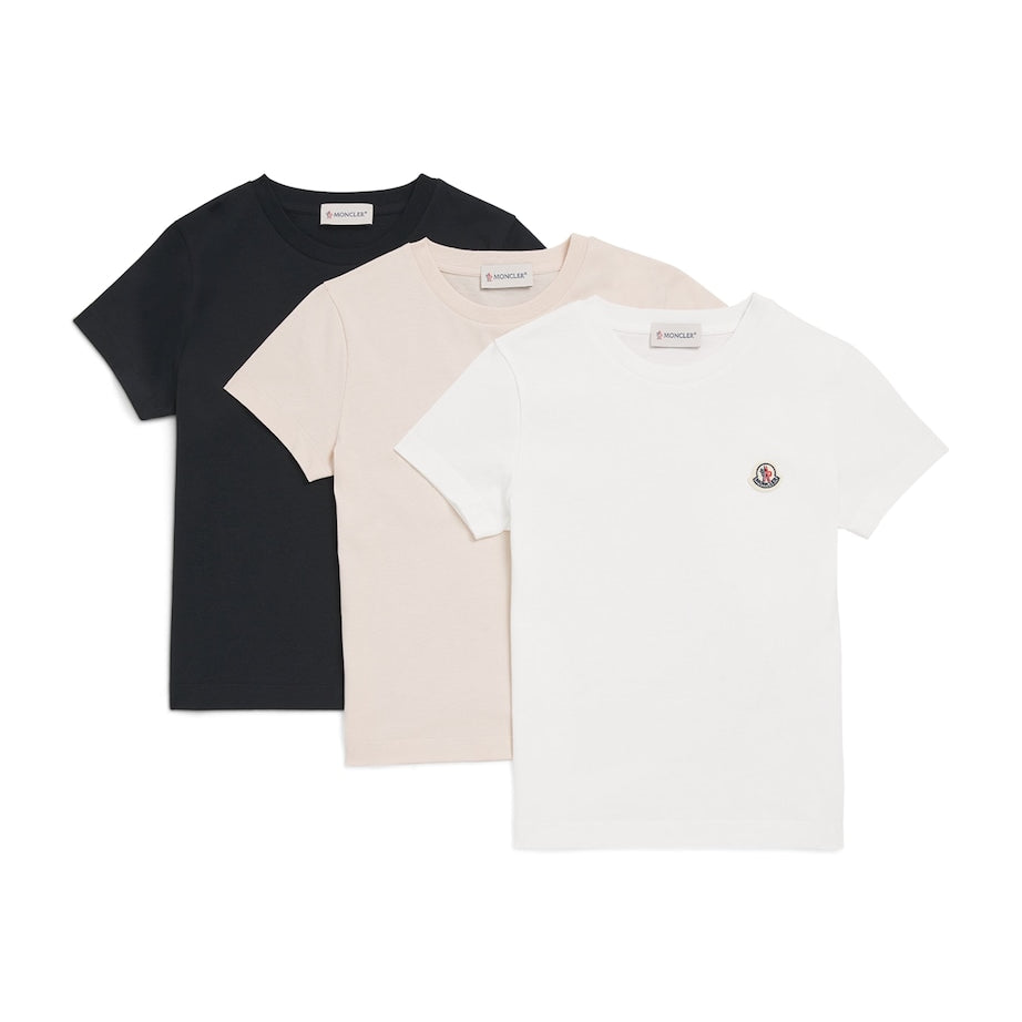 Moncler Enfant Set of 3 Cotton Logo-Patch T-Shirt (8-10 Years)