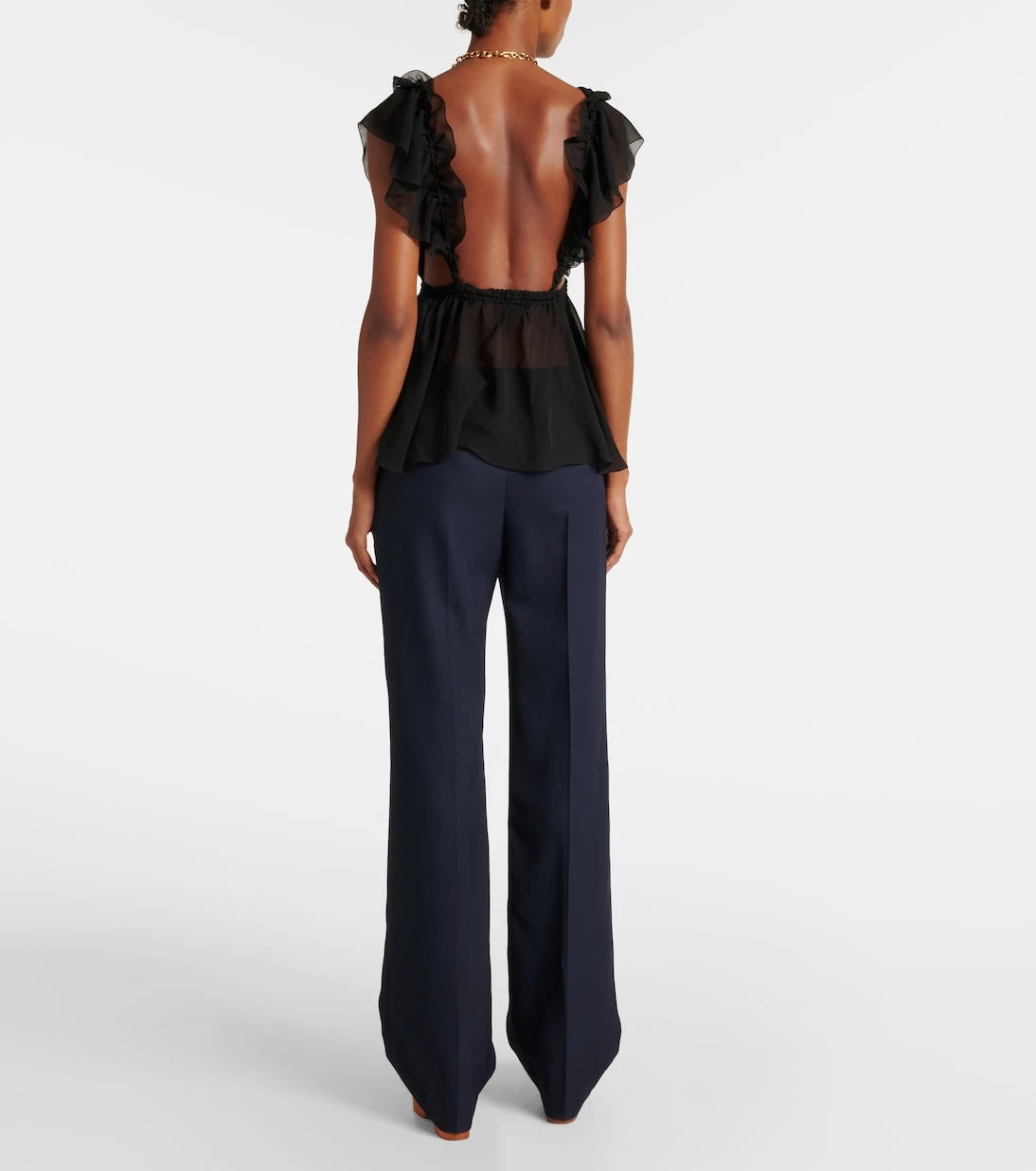 Chloé - Gathered silk georgette top