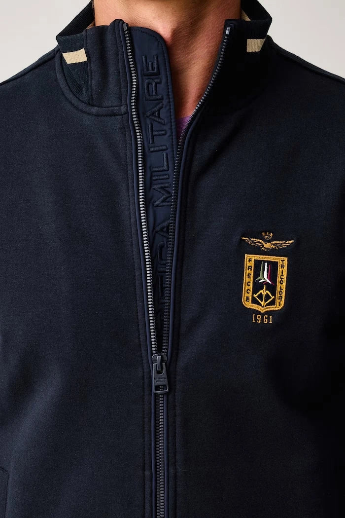 Pamuk ve elastan karışımlı fermuarlı erkek sweatshirt