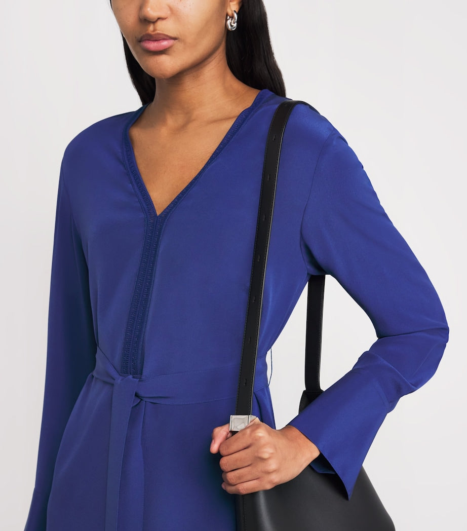 Blue Silk V-Neck Siam Mini Dress