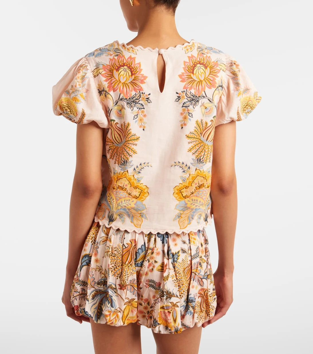 Farm Rio - Ligia floral linen-blend blouse