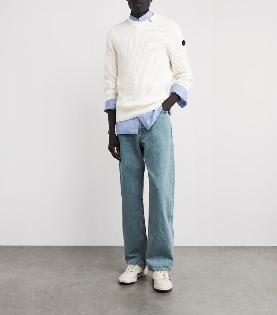 Moncler Ivory Cotton Waffle-Knit Sweater