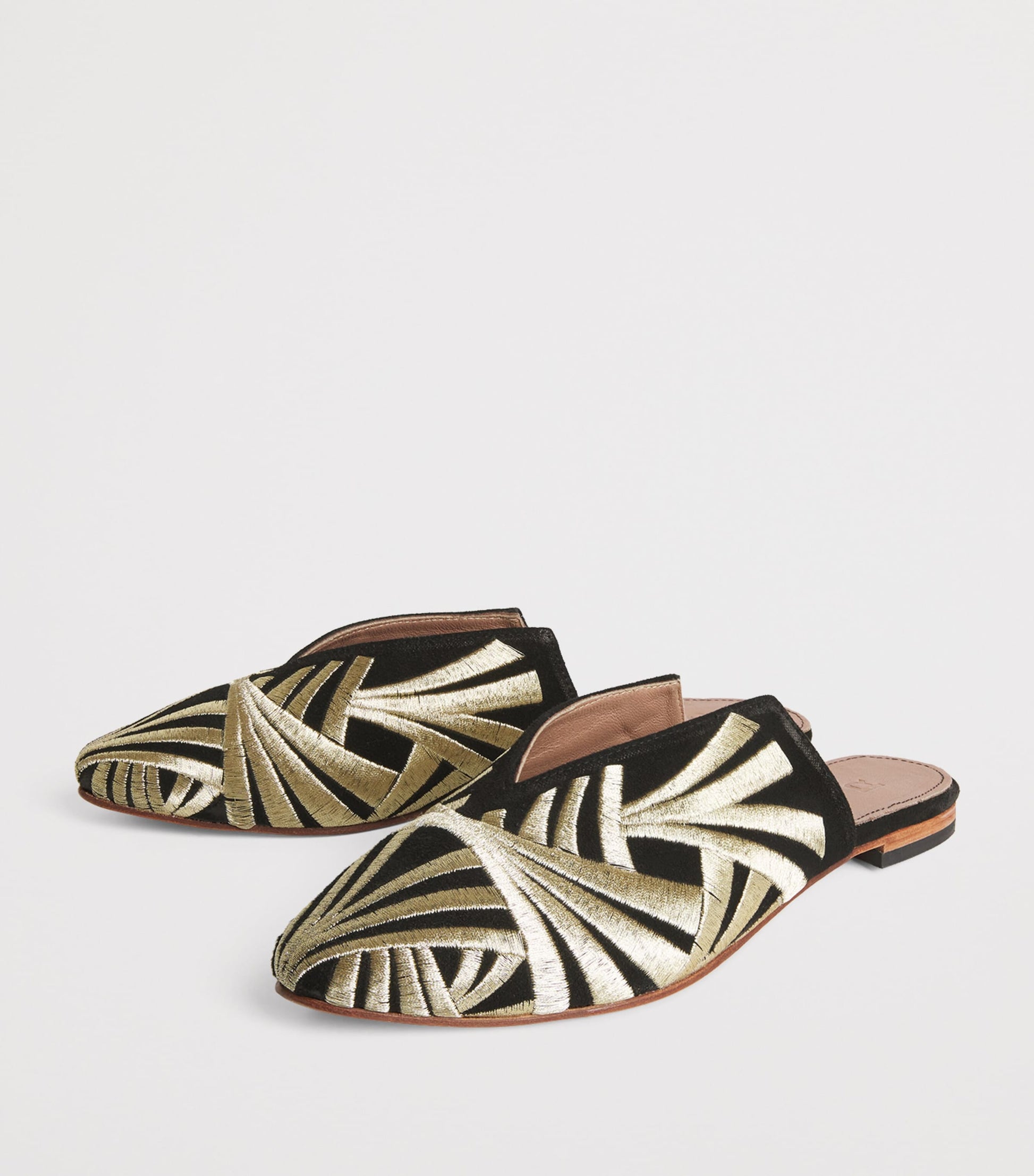 RAMLA Multi Suede Embroidered Palazzo Signoria Mules
