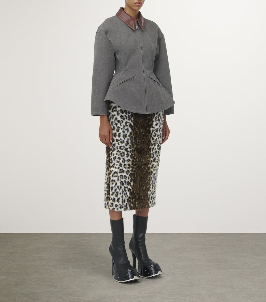 McQueen Black Cotton Canvas Peplum Jacket