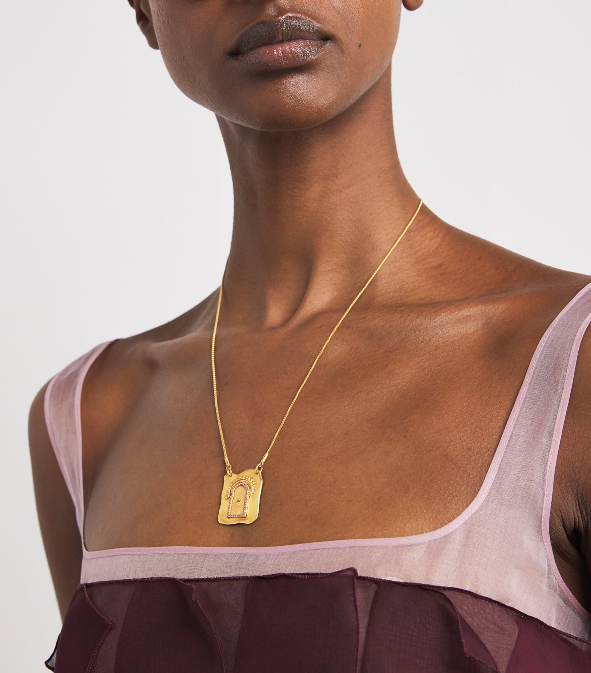 Nada Ghazal Yellow Gold and Pink Sapphire Doors of Self Love Necklace