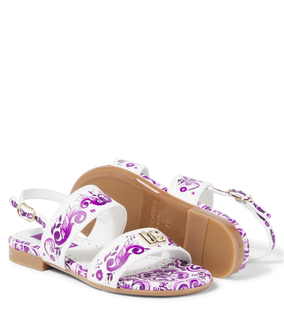 Dolce&Gabbana Kids - DG Majolica leather sandals