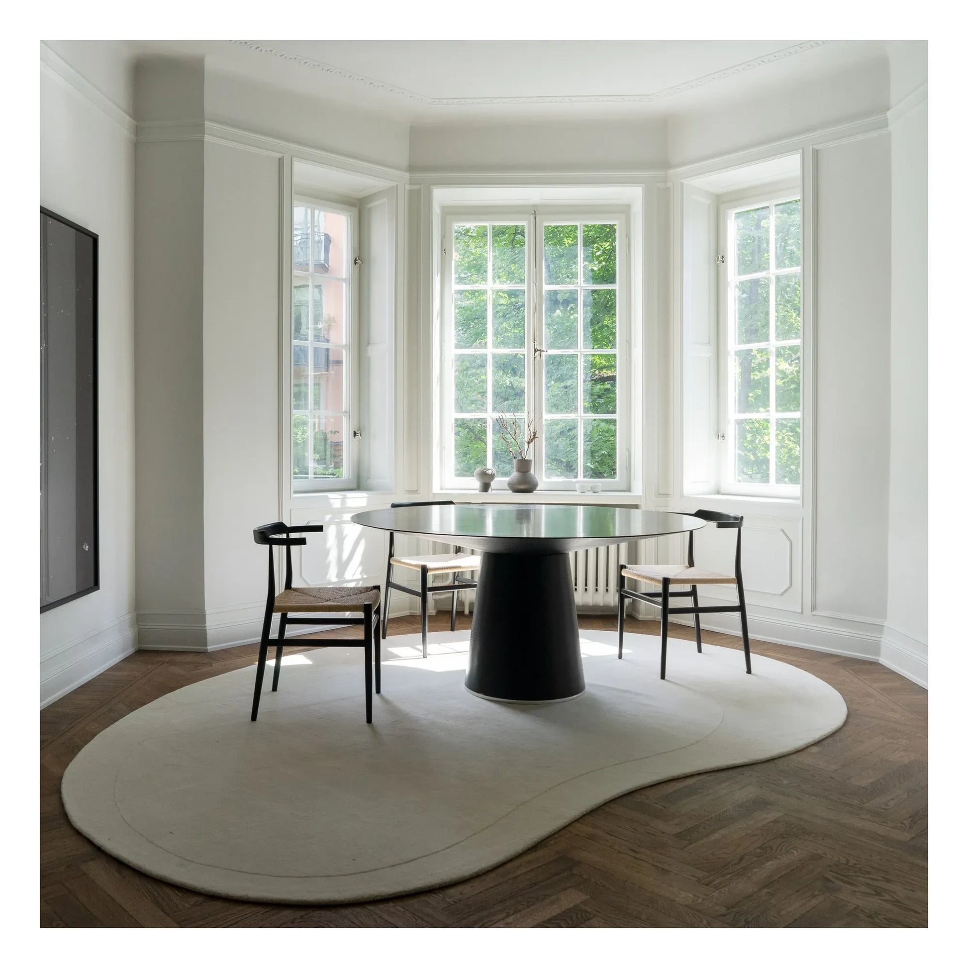 Layered - Residue Wool Carpet  | White