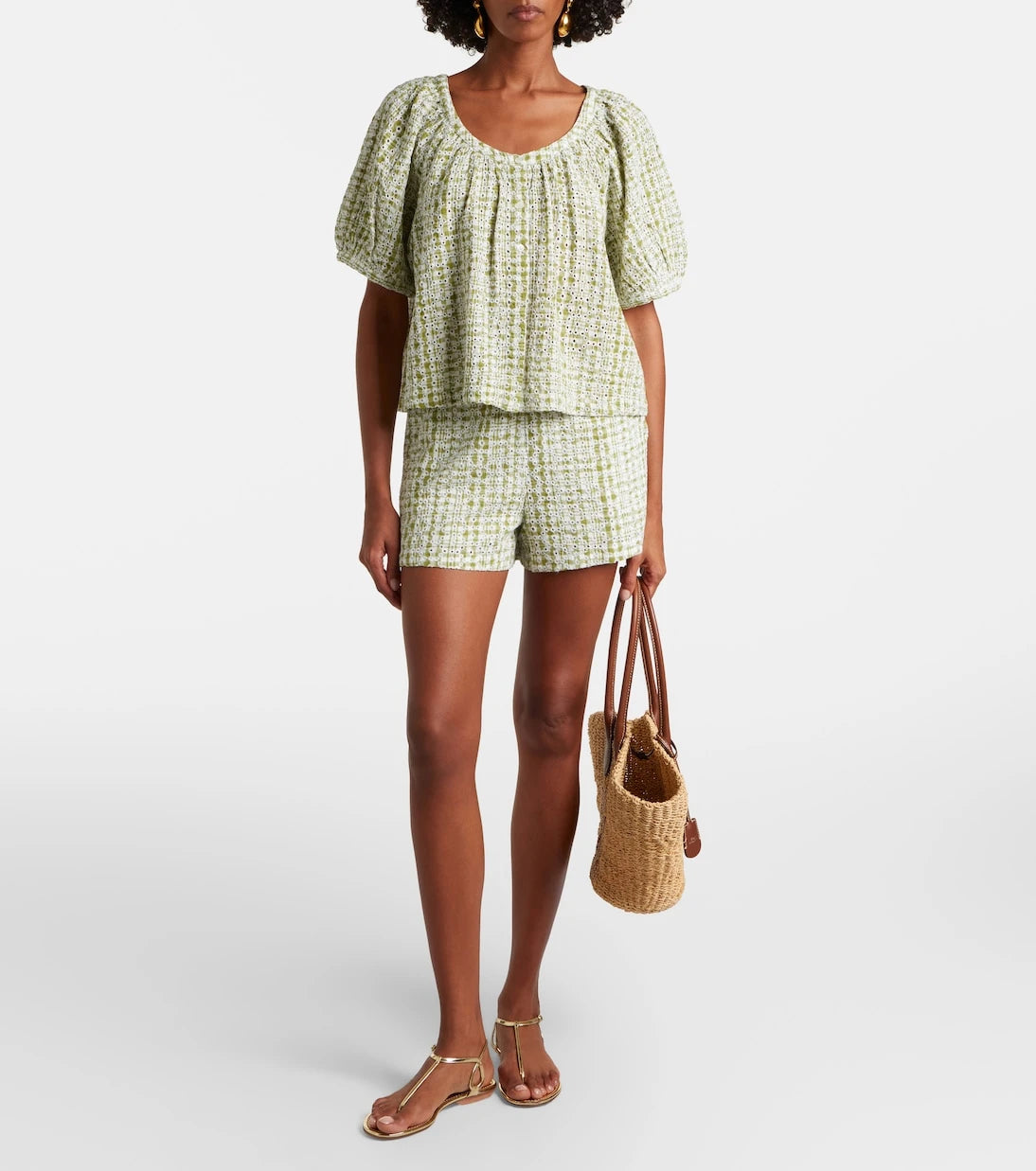 Velvet - Daniela embroidered cotton-blend shorts