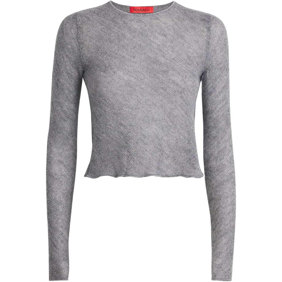 MAX&Co. Grey Long-Sleeve Crop Top