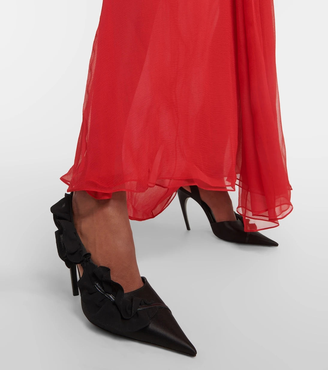 Nensi Dojaka - Ruffled satin slingback pumps