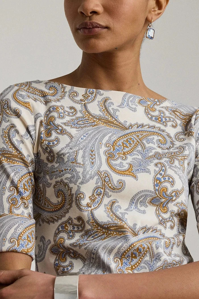 Lauren Ralph Lauren pamuk ve elastanlı kadın tişörtü
