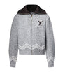 Grey Cotton-Wool Jacquard Zip-Up Cardigan