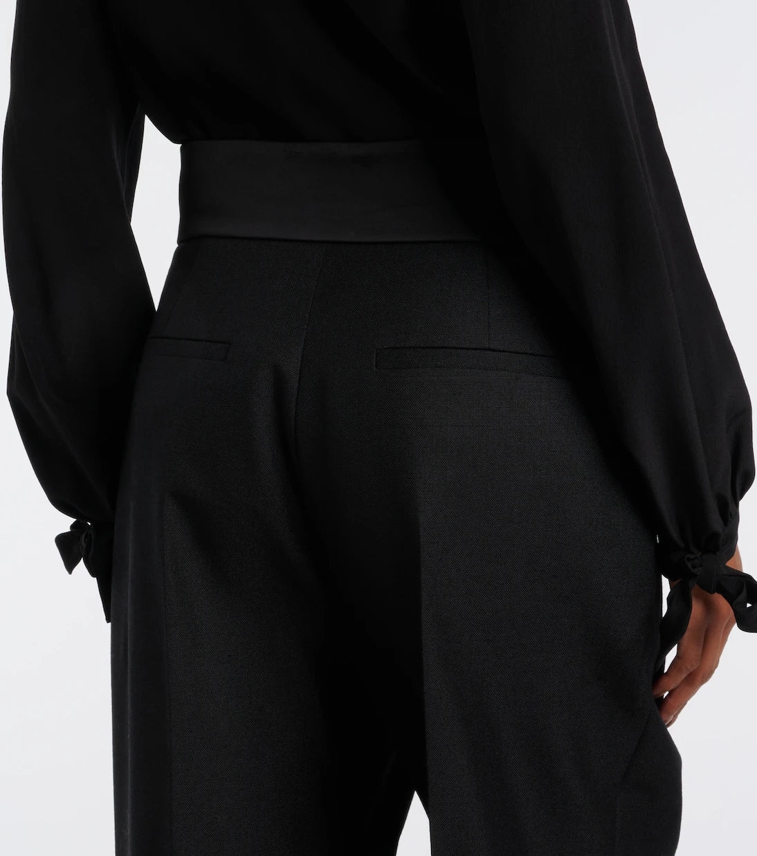 Valentino - Bow-detail wool and mohair straight pants