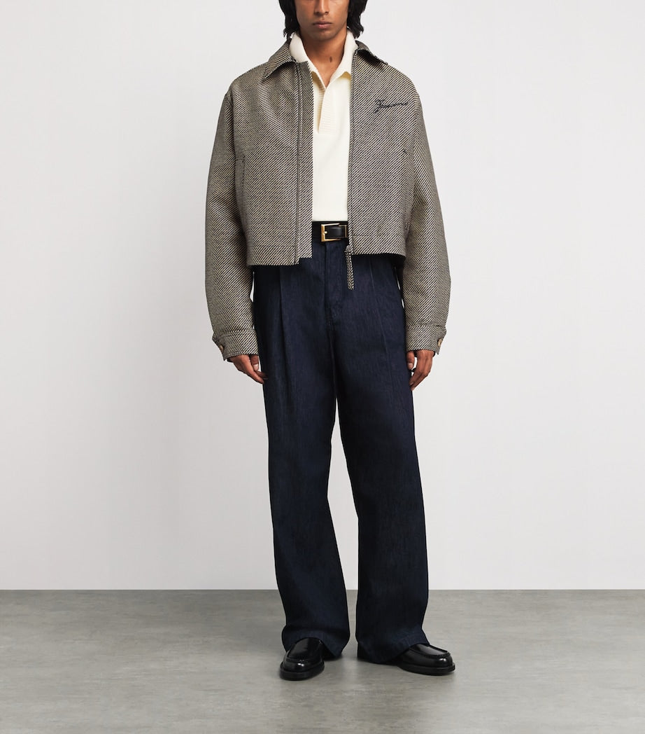 Jacquemus Navy Cotton-Blend Logo Jacket