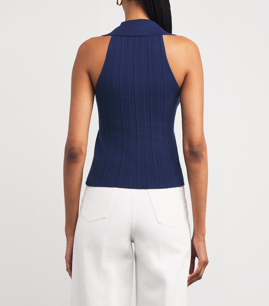 PAIGE Navy Ribbed Noellia Tank Top