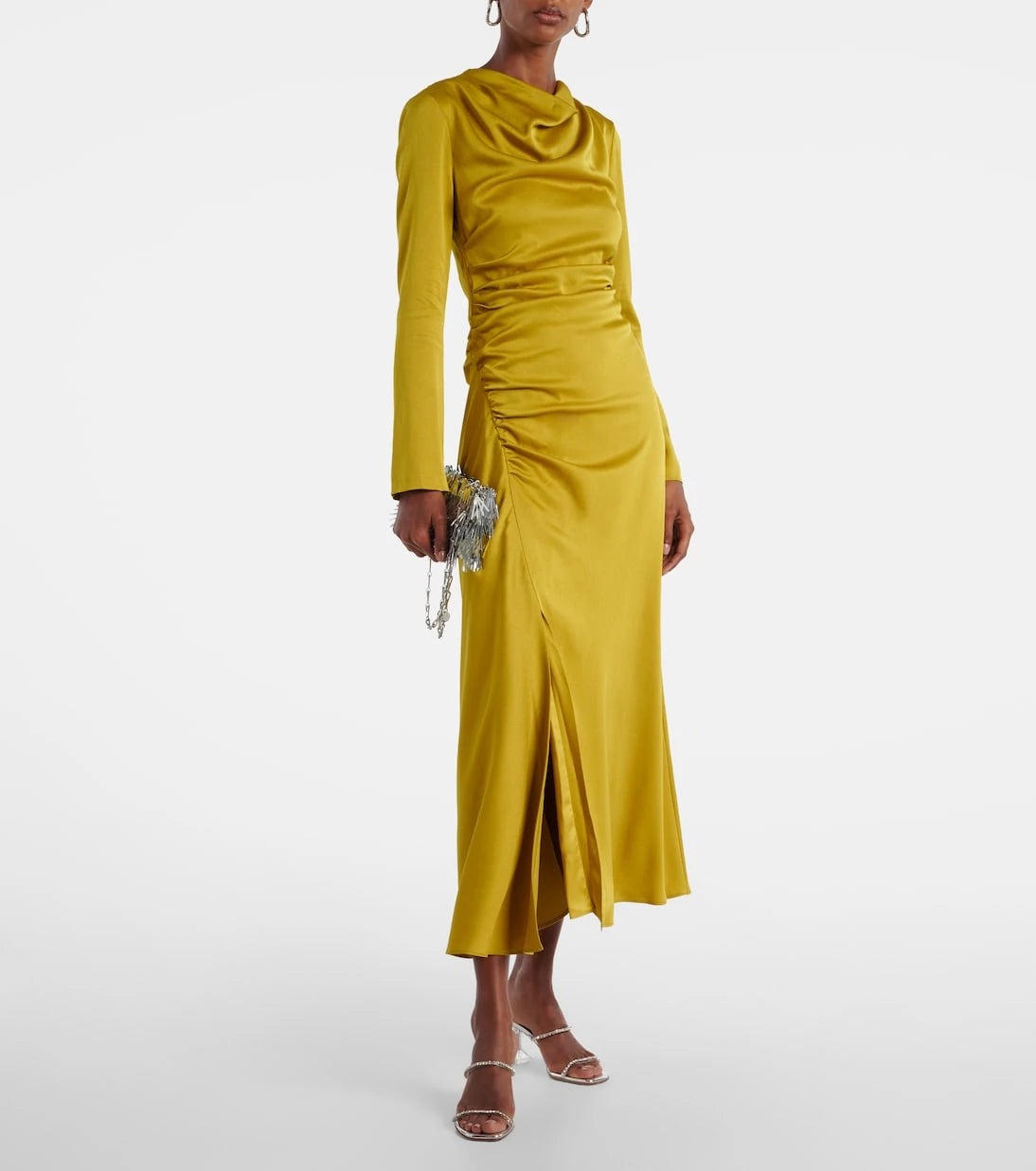 Simkhai - Odessa draped gathered satin midi dress