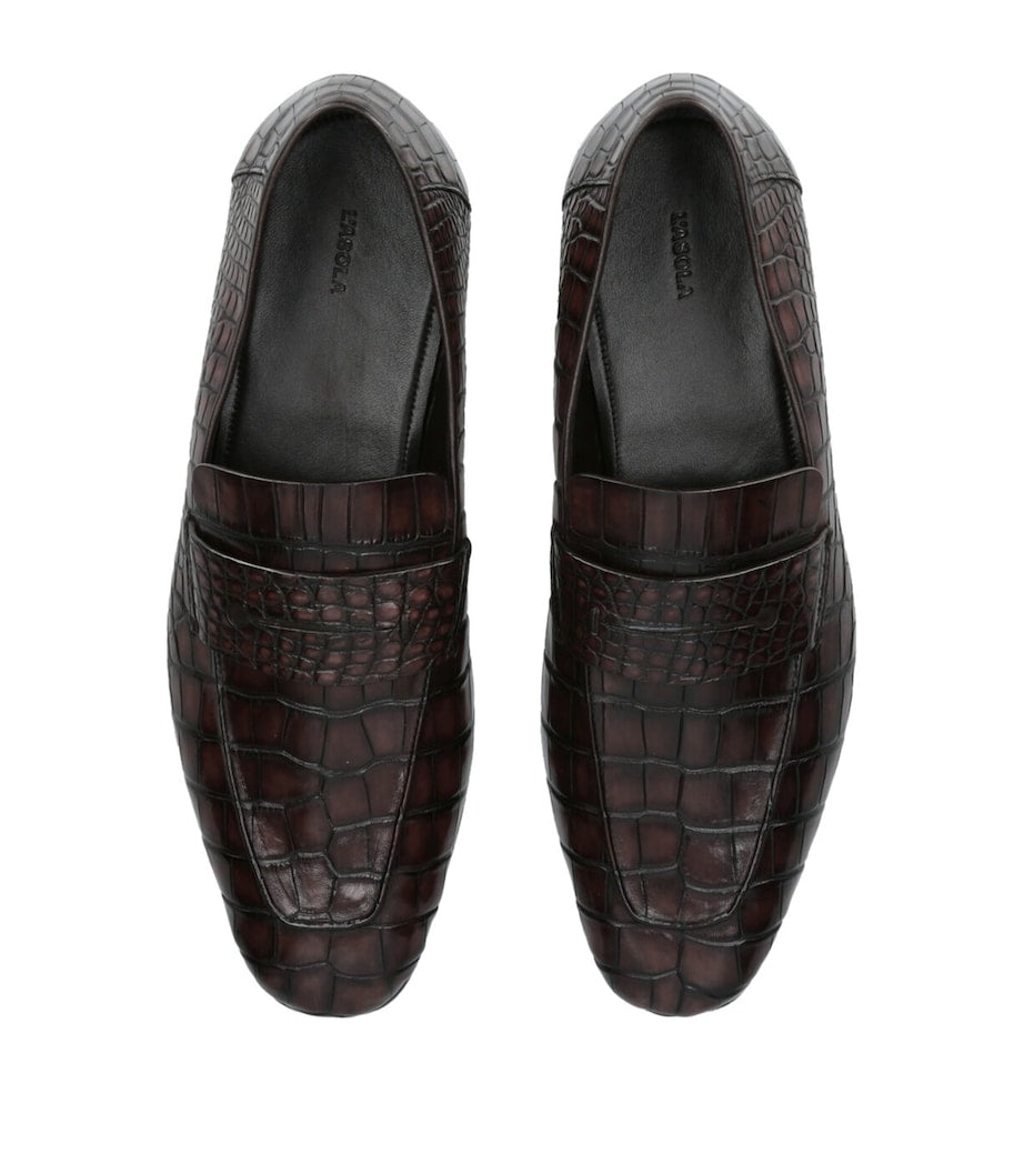 Zegna Crocodile Leather Penny Loafers