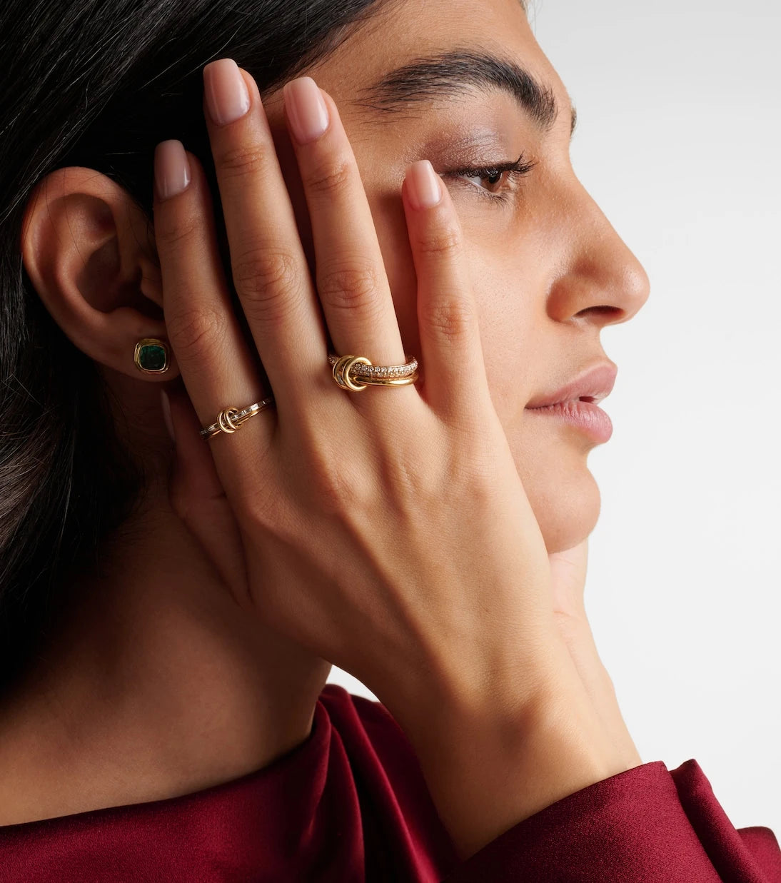 Spinelli Kilcollin - Virgo 18kt gold linked rings with white diamonds
