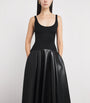 Alice+Olivia Black Scuba-Faux Leather Adley Dress