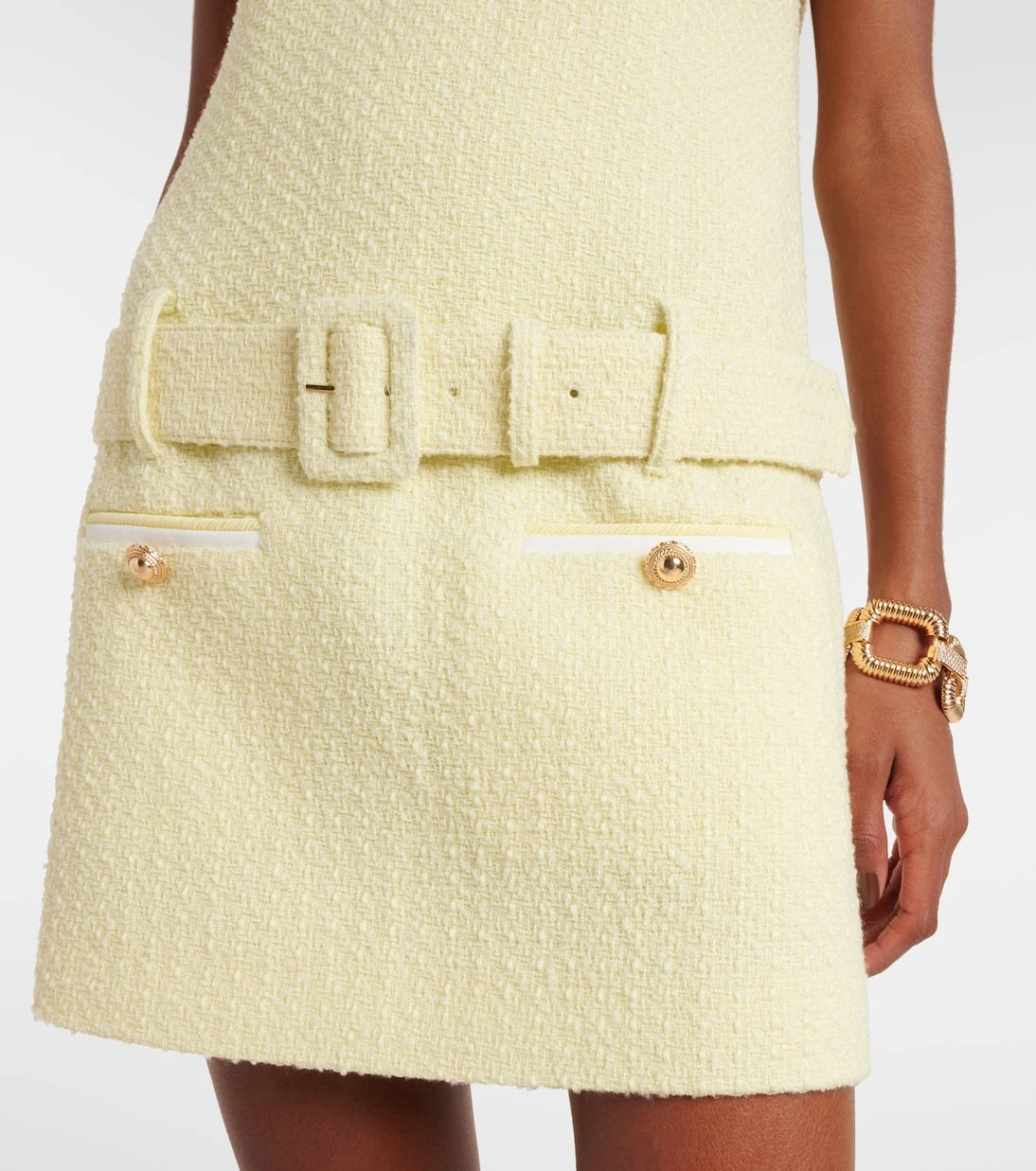 Self-Portrait - Belted bouclé minidress
