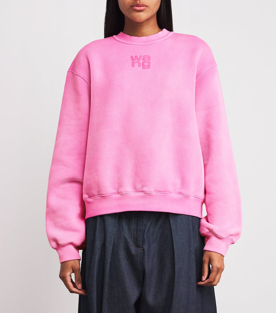 Alexander Wang Pink Cotton-Blend Logo Sweatshirt
