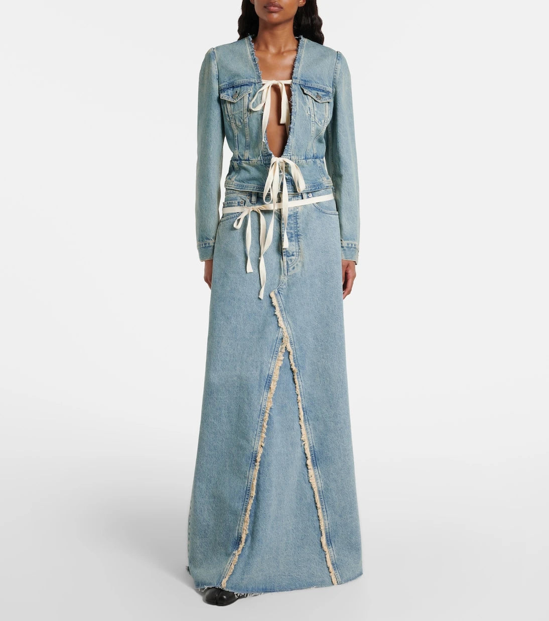 Maison Margiela - Frayed denim maxi skirt
