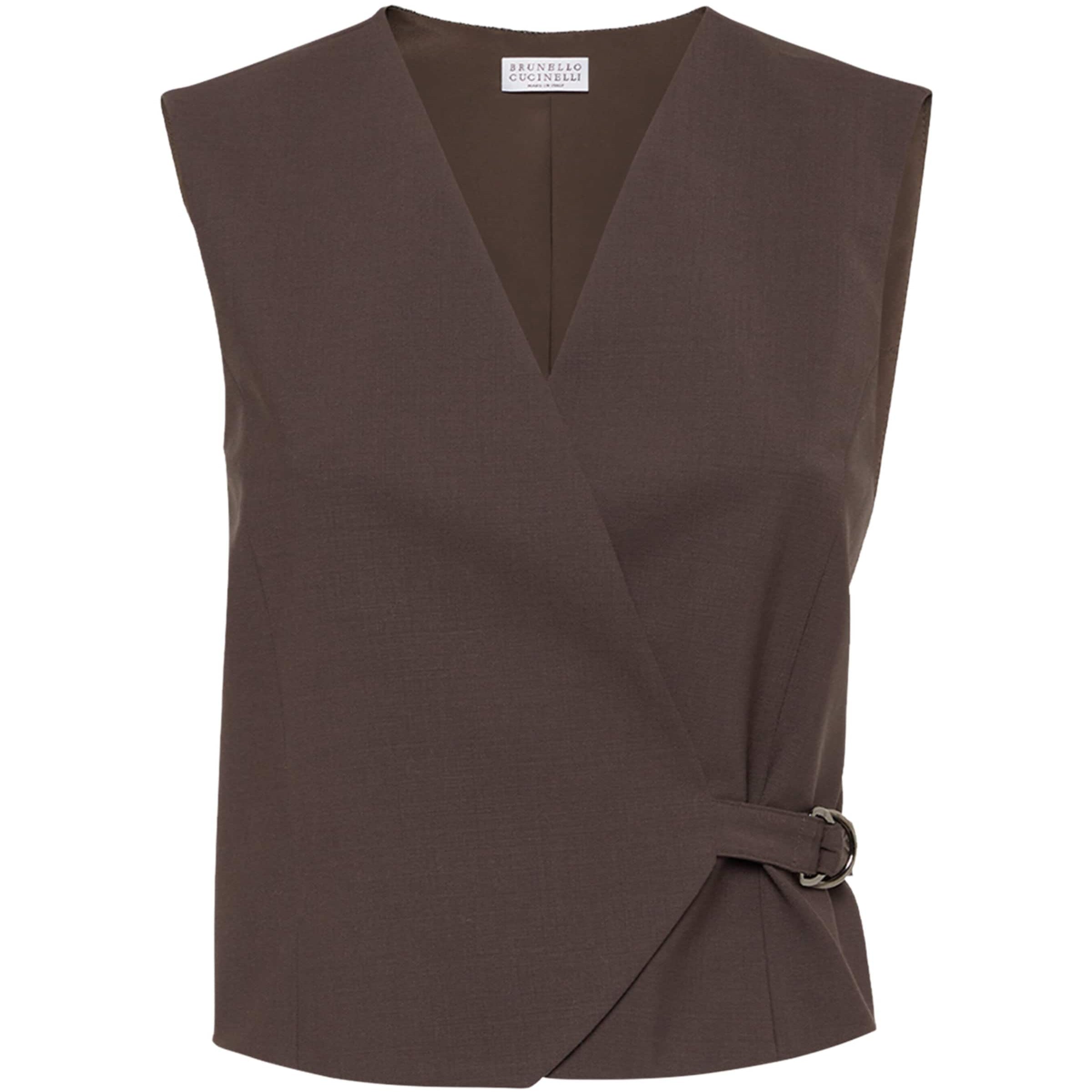 Brunello Cucinelli Brown Tropical Luxury Wool Vest