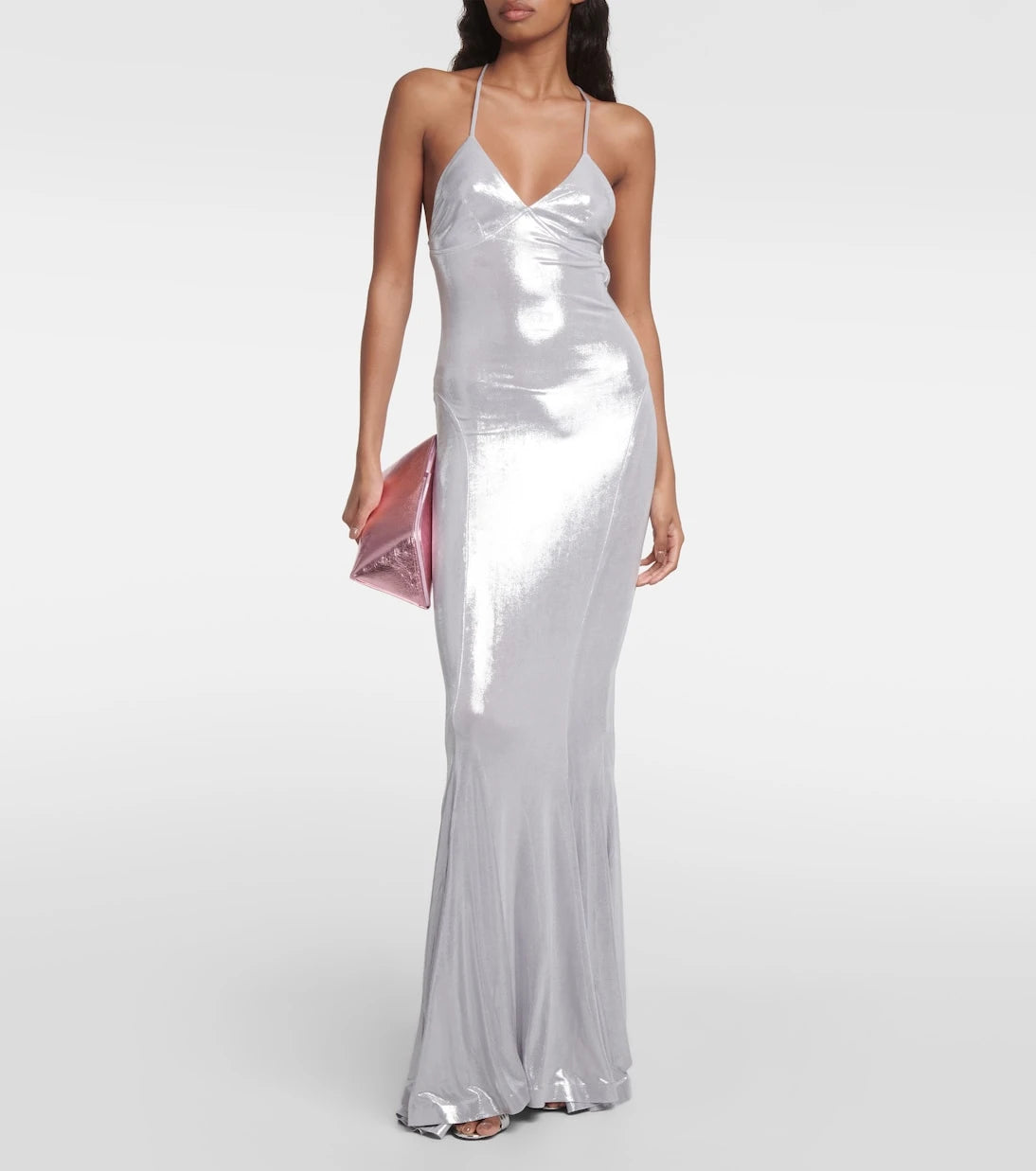 Norma Kamali - Metallic jersey lamé gown