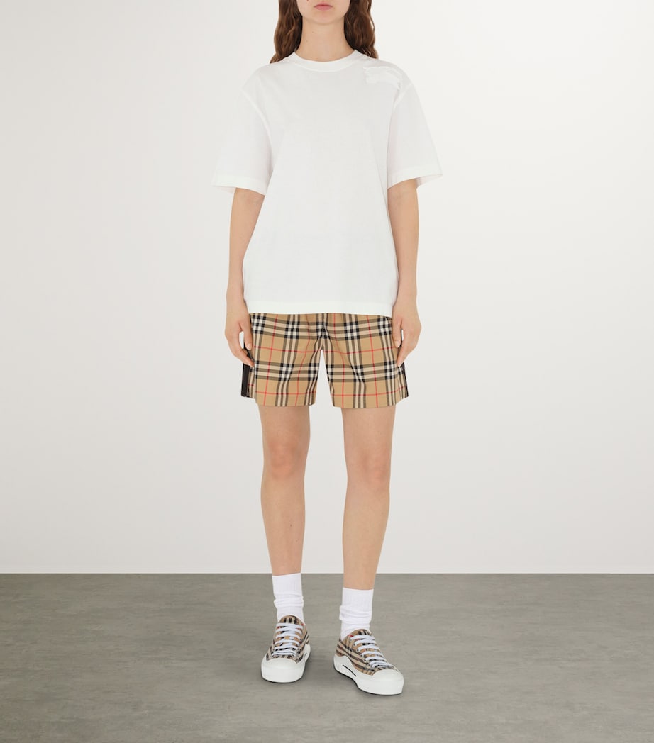 Burberry Beige Cotton Check Sneakers