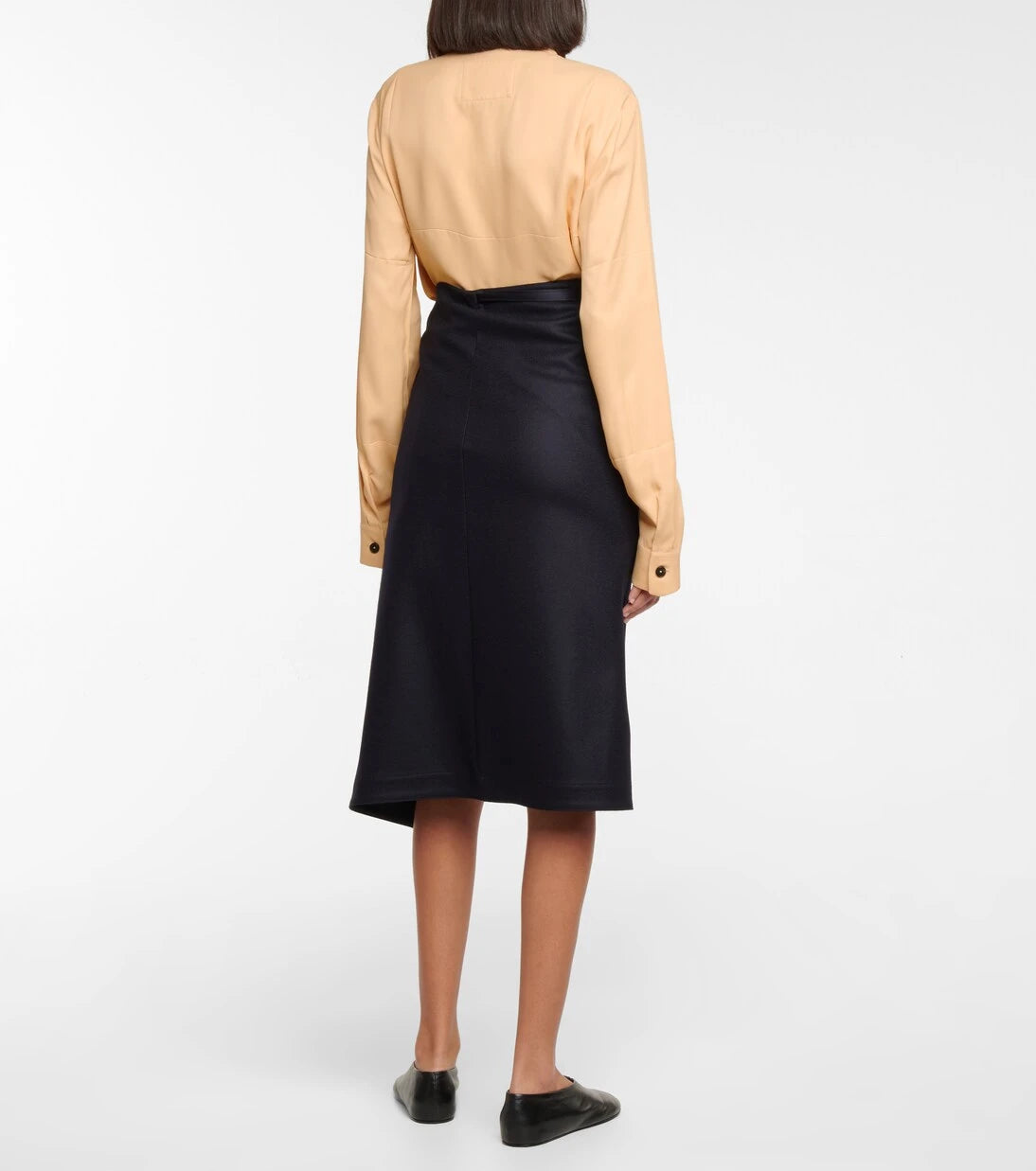 Jil Sander - Belted wool midi skirt