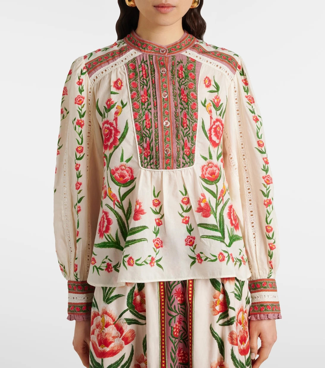 Farm Rio - Printed cotton-blend blouse