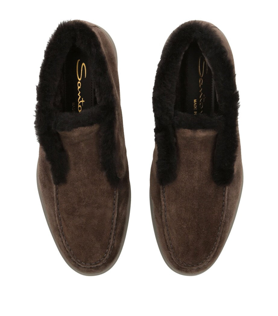 Santoni Brown Suede Fortune Ankle Boots