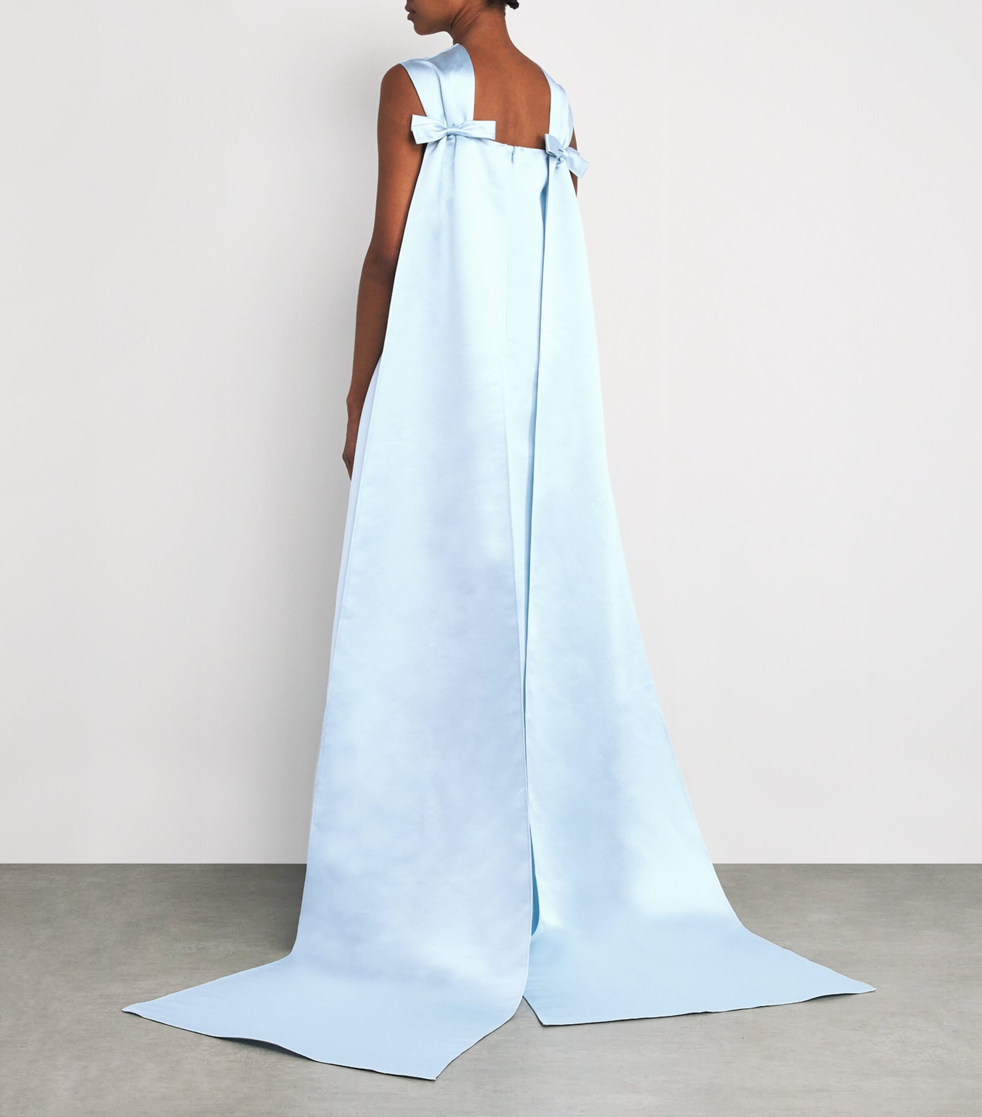 Huishan Zhang Blue Satin Embellished Amoret Gown