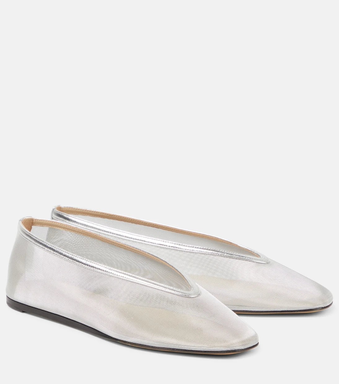 Le Monde Béryl - Luna leather-trimmed mesh ballet flats
