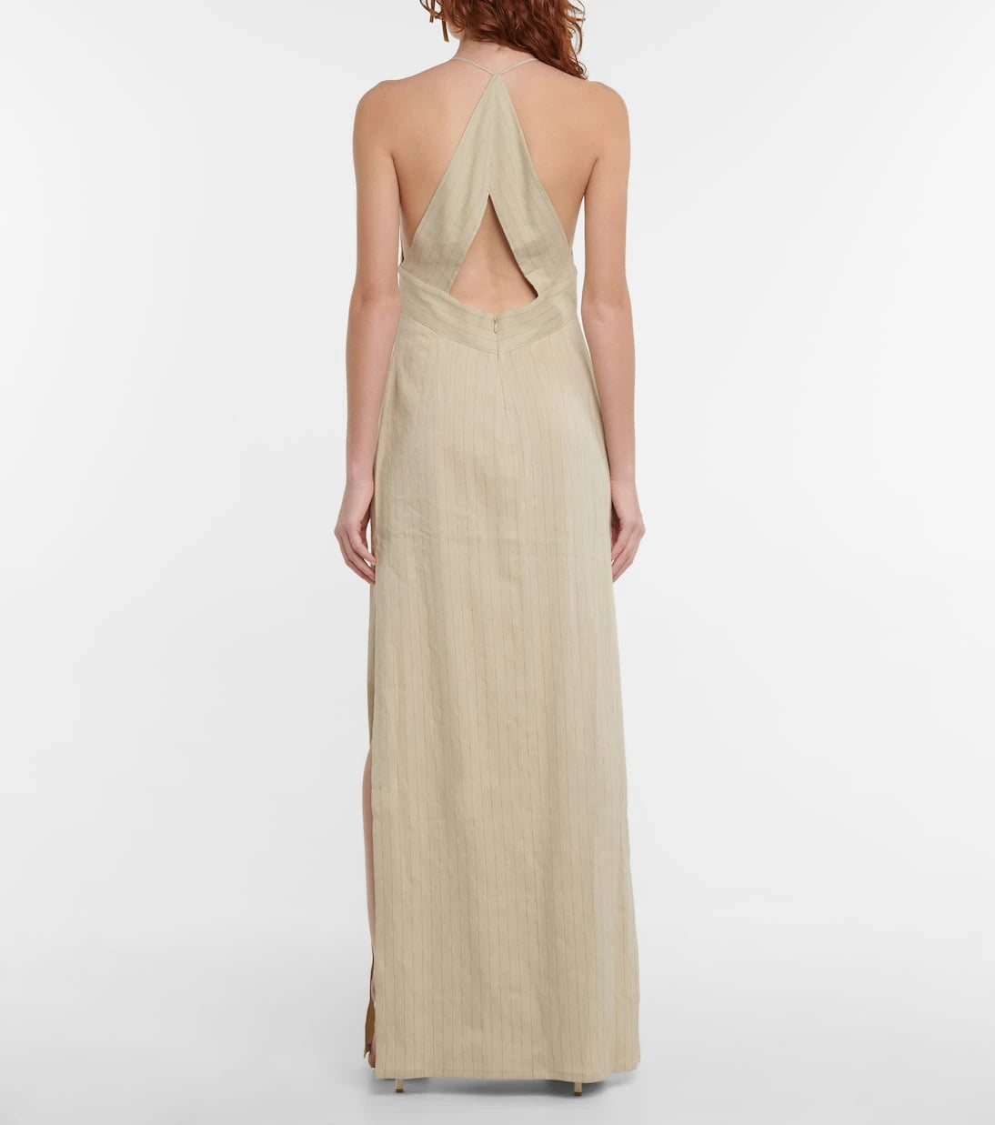 Galvan - Isola linen-blend halterneck maxi dress