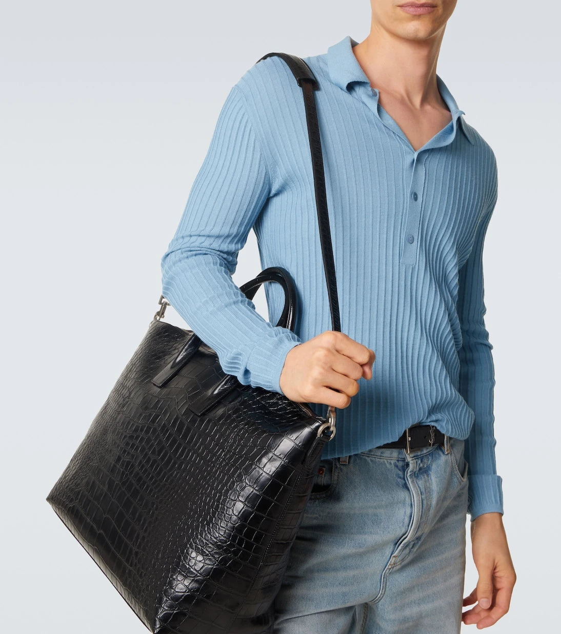 Saint Laurent - Giant croc-effect leather tote bag