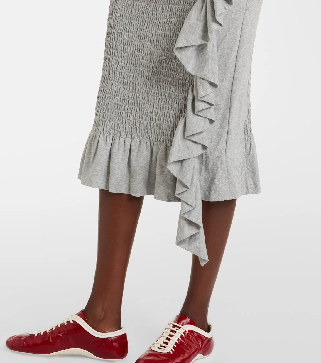 Dries Van Noten - Ruffled smocked cotton midi skirt