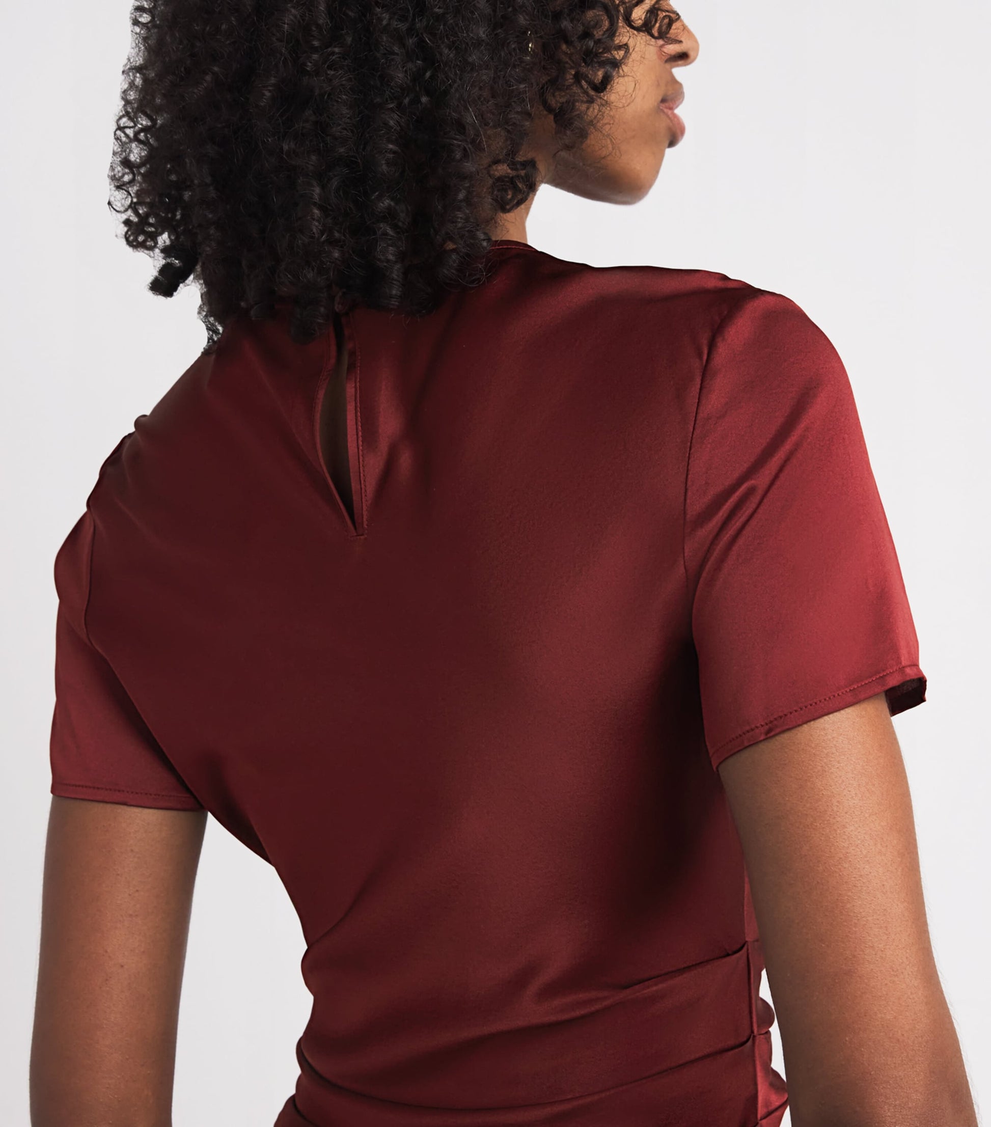 STAUD Burgundy Stretch-Silk Marcel Midi Dress