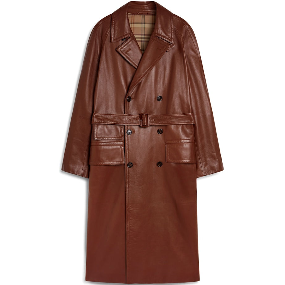 Dunhill Brown Archive Leather Trench Coat