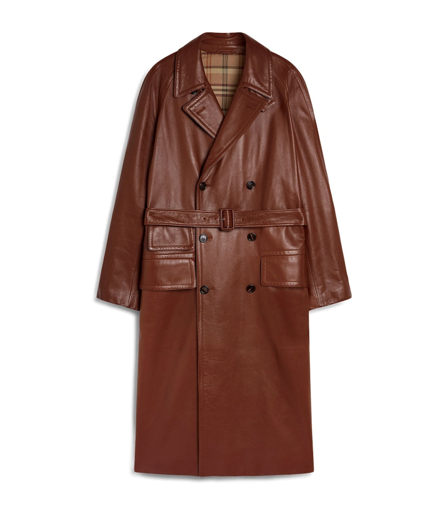 Dunhill Brown Archive Leather Trench Coat