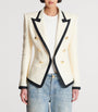 Balmain Beige Basket Weave Bordered Blazer