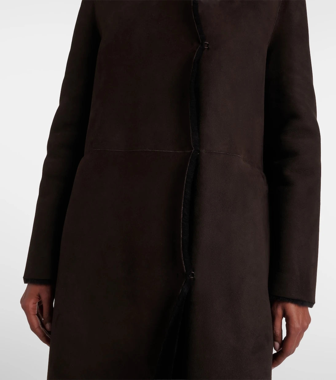 The Row - Anaya hooded shearling-trimmed suede coat
