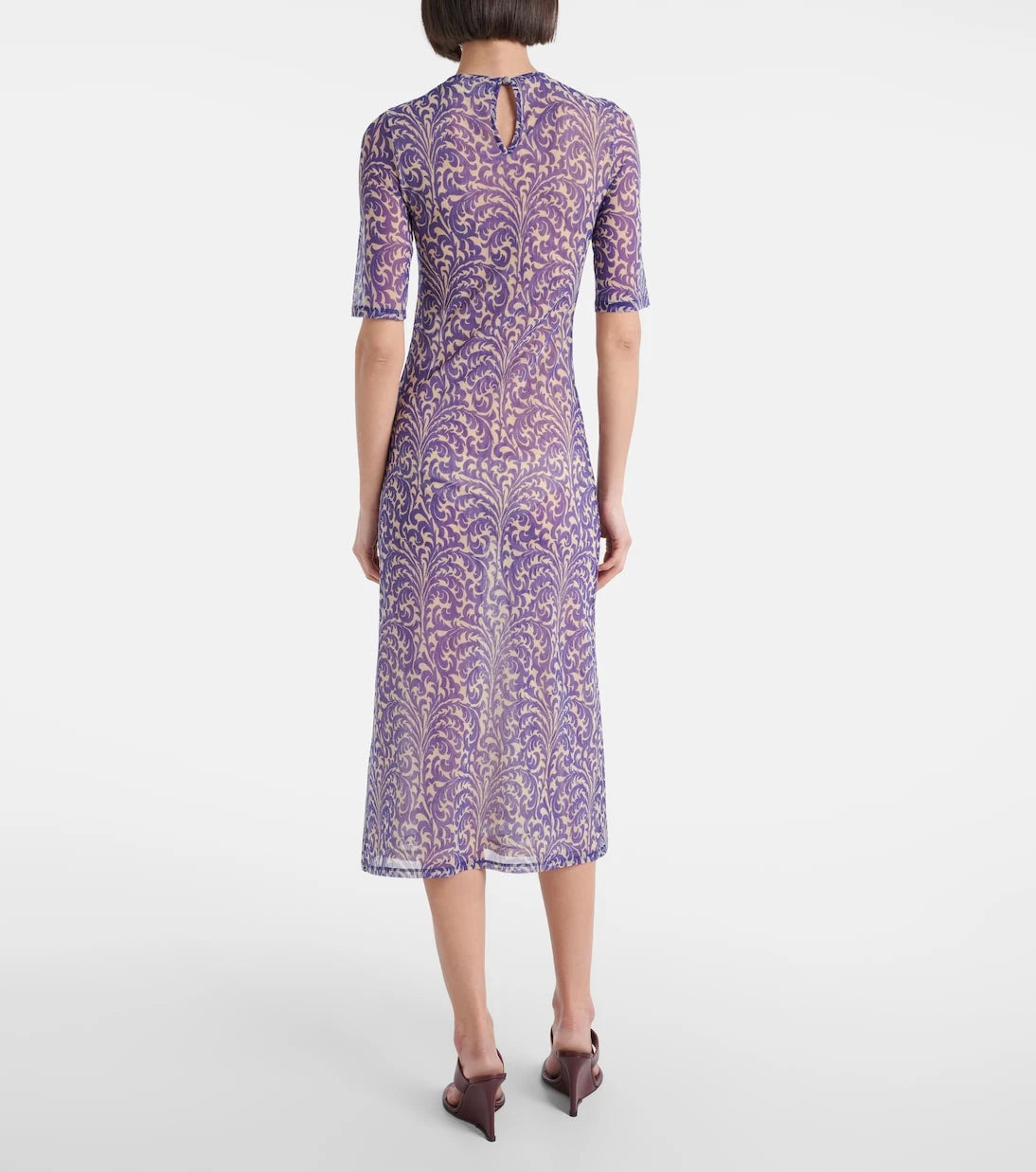 Etro - Printed mesh midi dress