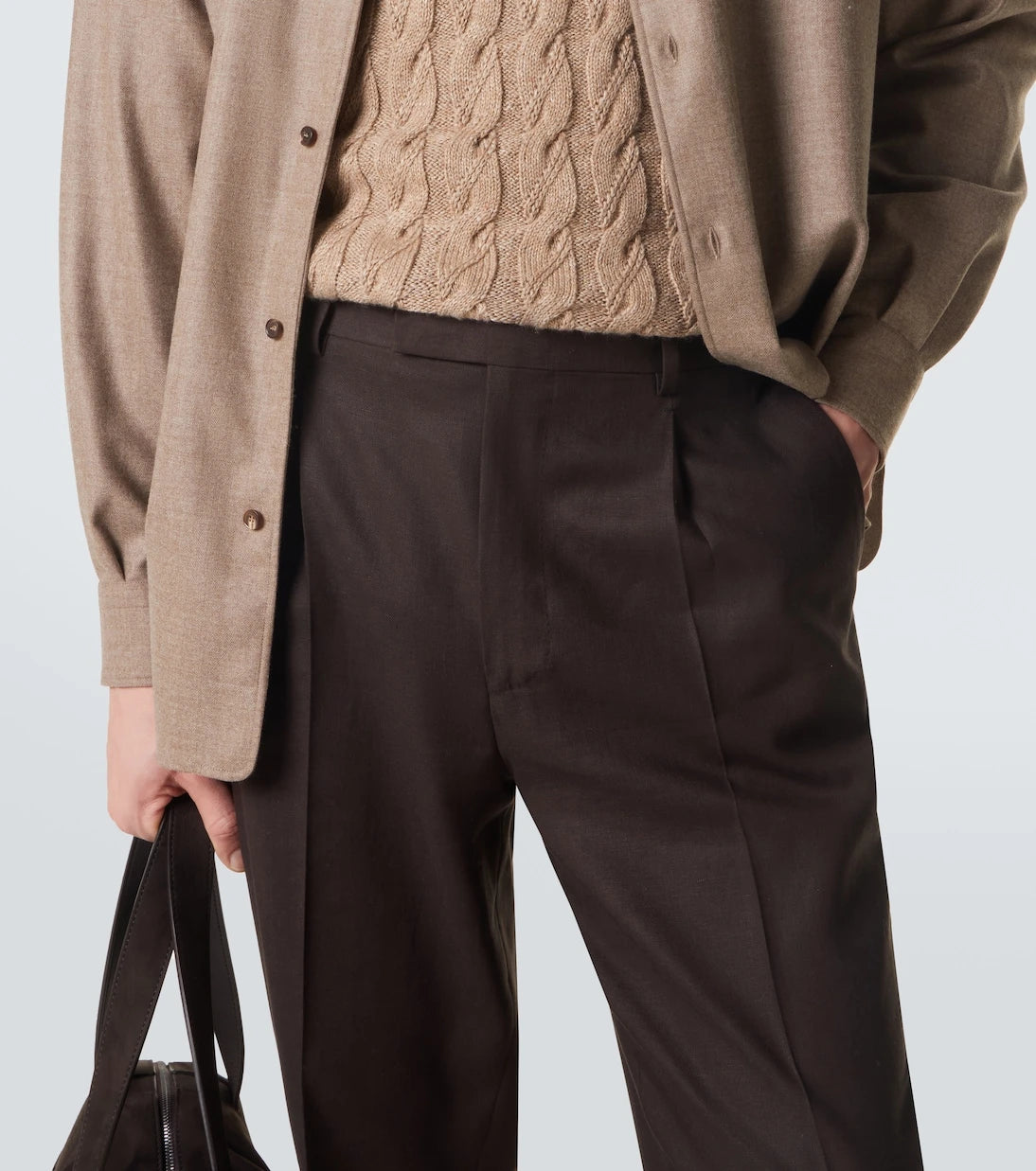 Zegna - بنطال قطني بقصّة مستقيمة