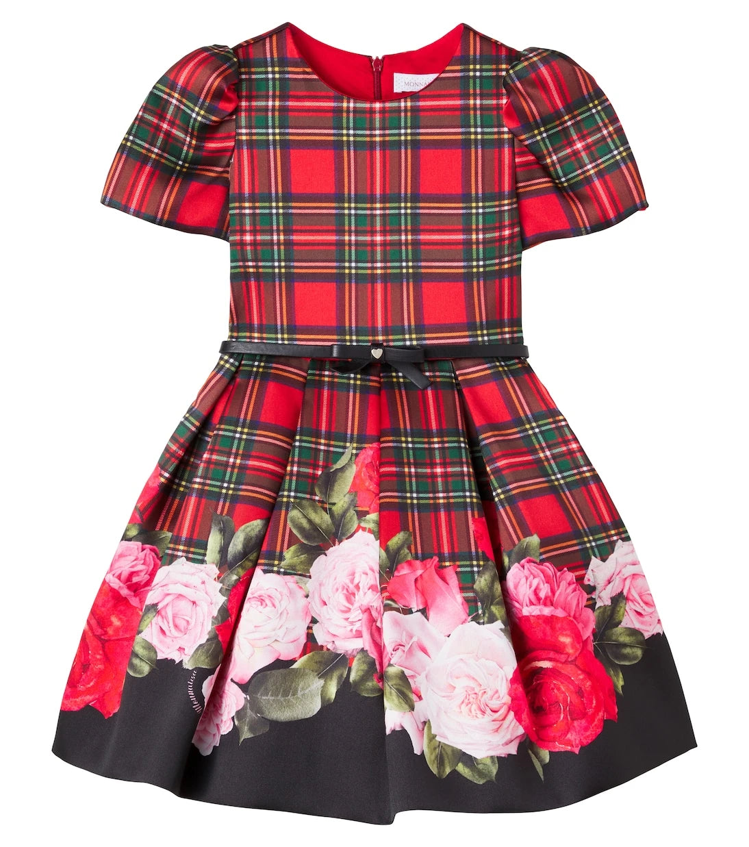 Monnalisa - Floral tartan dress