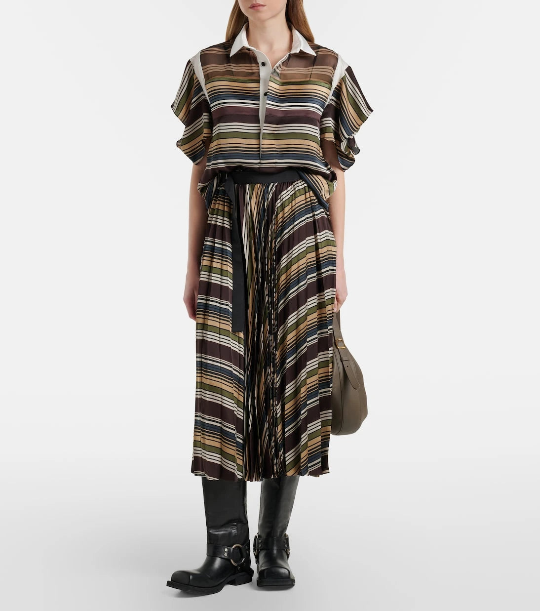 Sacai - Striped midi skirt