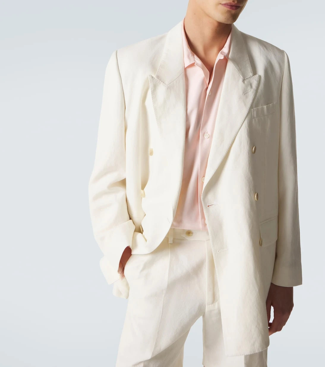 Auralee - Double-breasted wool, cotton, and linen blazer