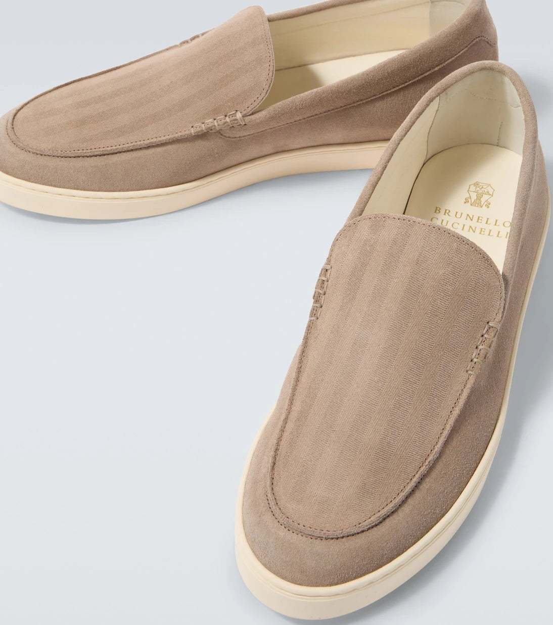 Brunello Cucinelli - Chevron suede slip-on shoes