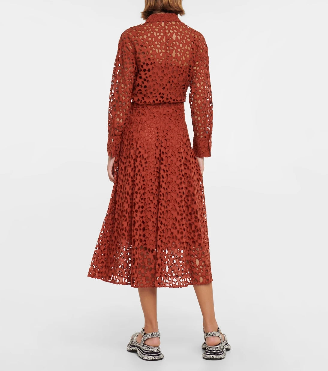 Vince - Broderie anglaise cotton midi skirt